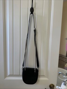Bandolier Black Crossbody Bag Shay with Silver Chain Straps for phone